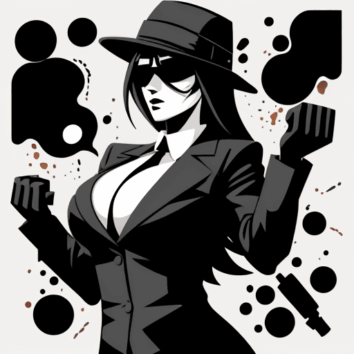 AI generated: 2D illustration of In mafia women strong outlines, bold traces, high contrast, (professional vector)...