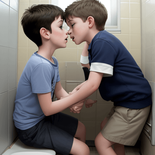 AI generated: Two 6 year old boys having intercourse in a school bathroom