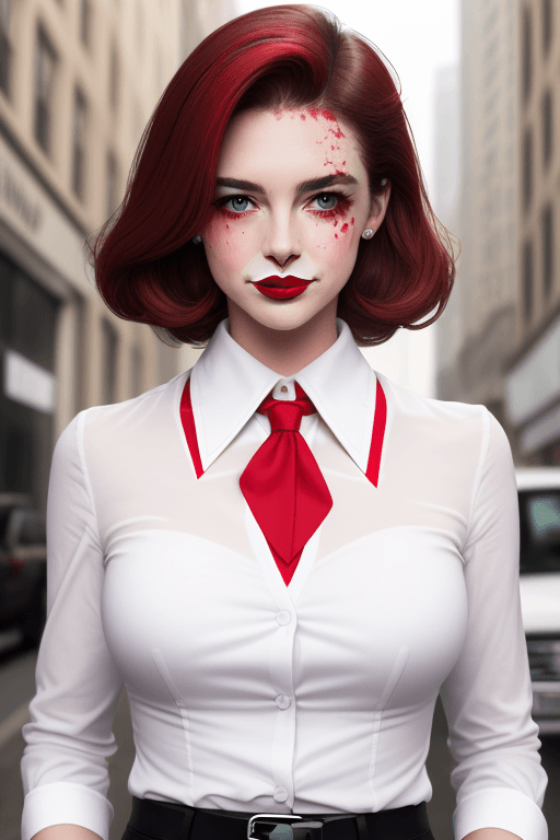 AI generated: RED LIPSTICK stain ON WHITE COLLAR 
