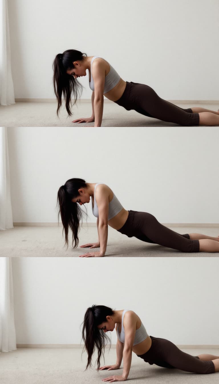 AI generated: Polarized photo , Jennifer Connelly,ponytail hairstyle, pushup pose. different sequence.