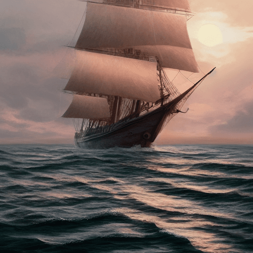 AI generated: Photo of a ultra realistic sailing ship, dramatic light, pale sunrise, cinematic lighting, battered,...