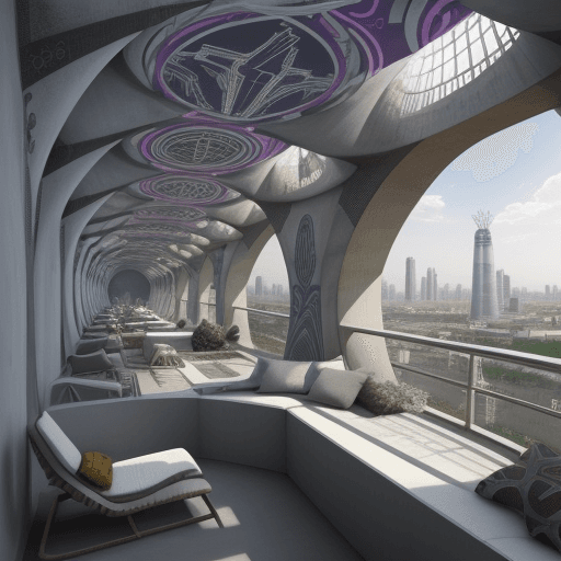 AI generated: cité moderne et futuriste avec des motifs africains sur les murs
