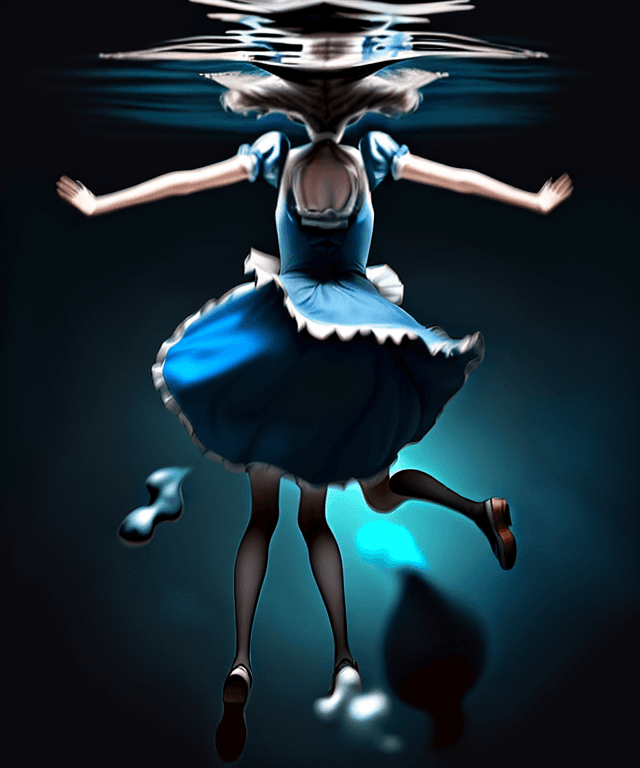 AI generated: high resolution drawing simple but realistic with the bottom part that represents alice ( from alice...