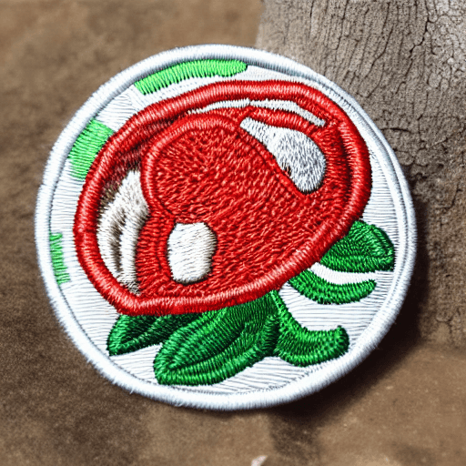 AI generated: Hyper realistic embroidered mushroom identification merit badge design for professional embroidery m...