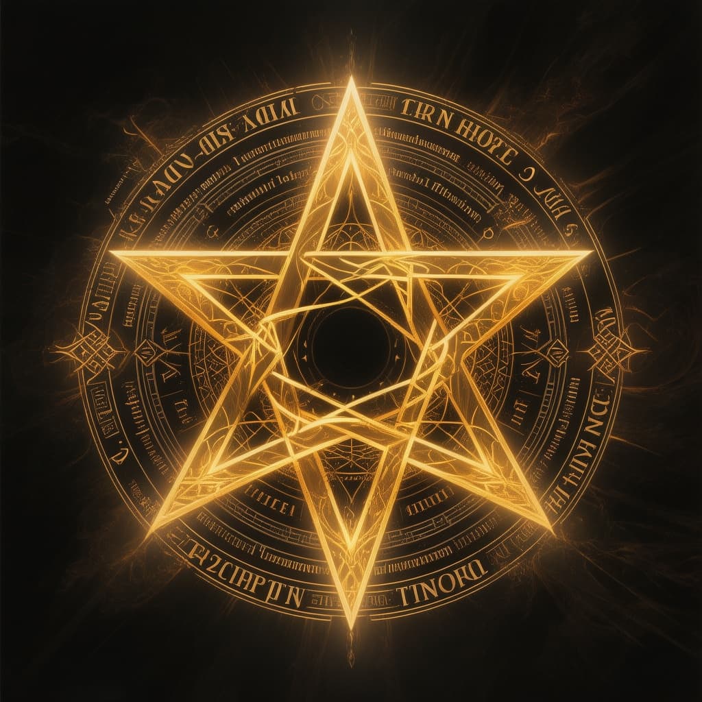 AI generated: Create an intricate illustration of a mystical symbol, featuring a prominent star within a circular ...