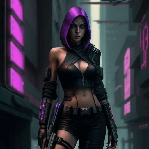 AI generated: Female assassin in cyberpunk world