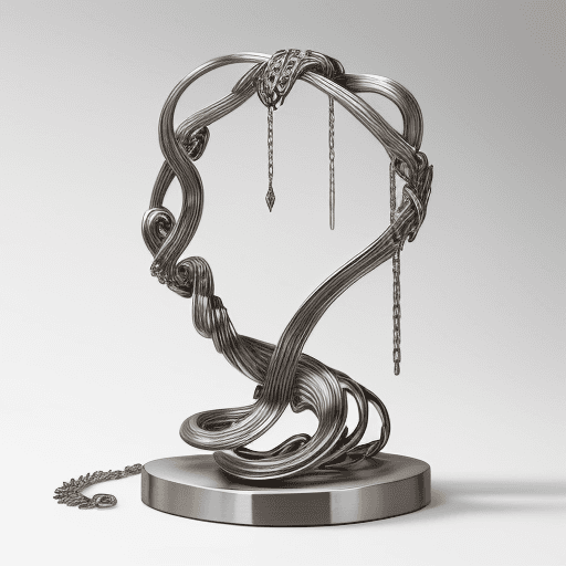 AI generated: The image depicts an elegant phone holder crafted with jewelry chains. The base of the phone holder ...