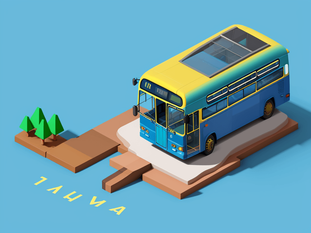 AI generated: blue bus, isometric, 4k