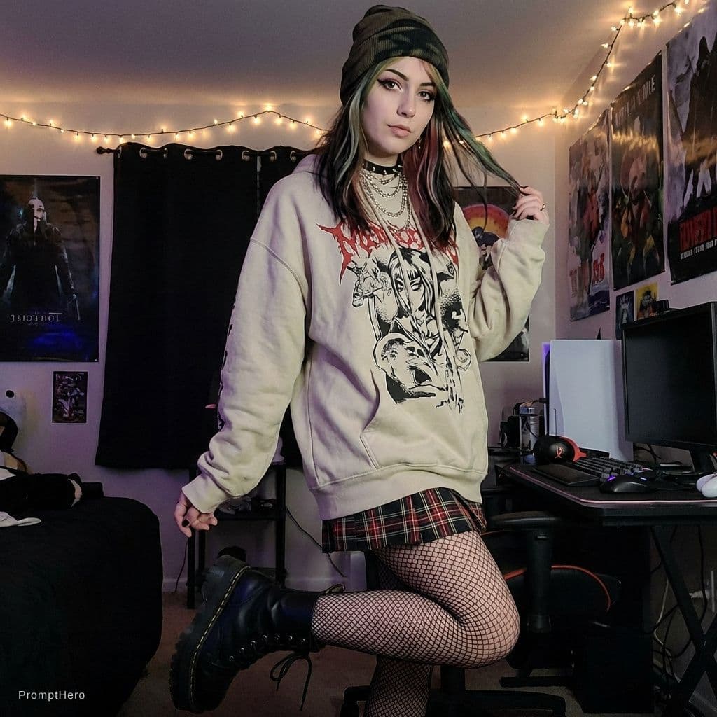 AI generated: girl in alt e girl costume