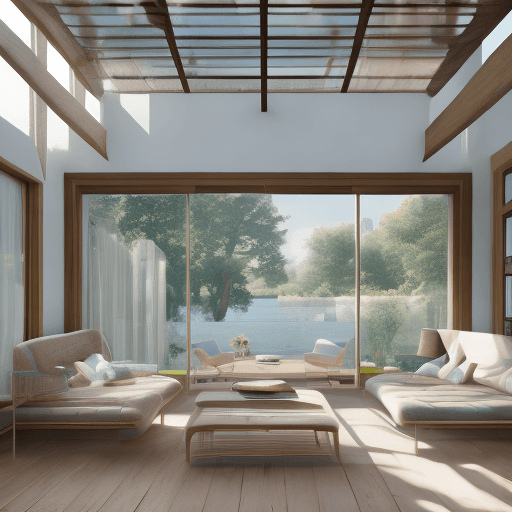 AI generated: High resolution photography interior design, dreamy sunken living room conversation pit, wooden floo...