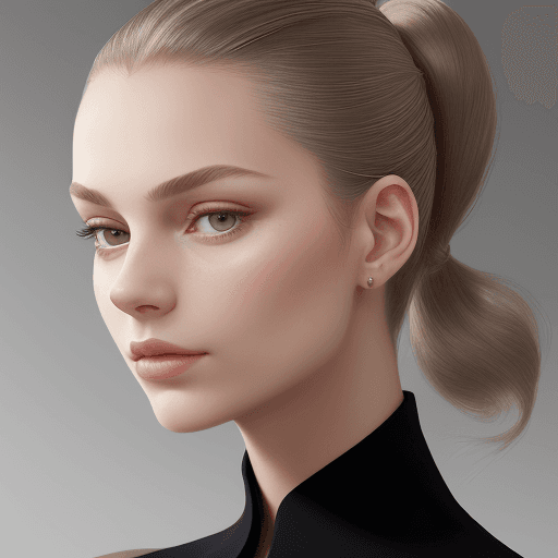 AI generated: A portrait of a young woman with an elegant and sophisticated style. Her hair is pulled back into a ...