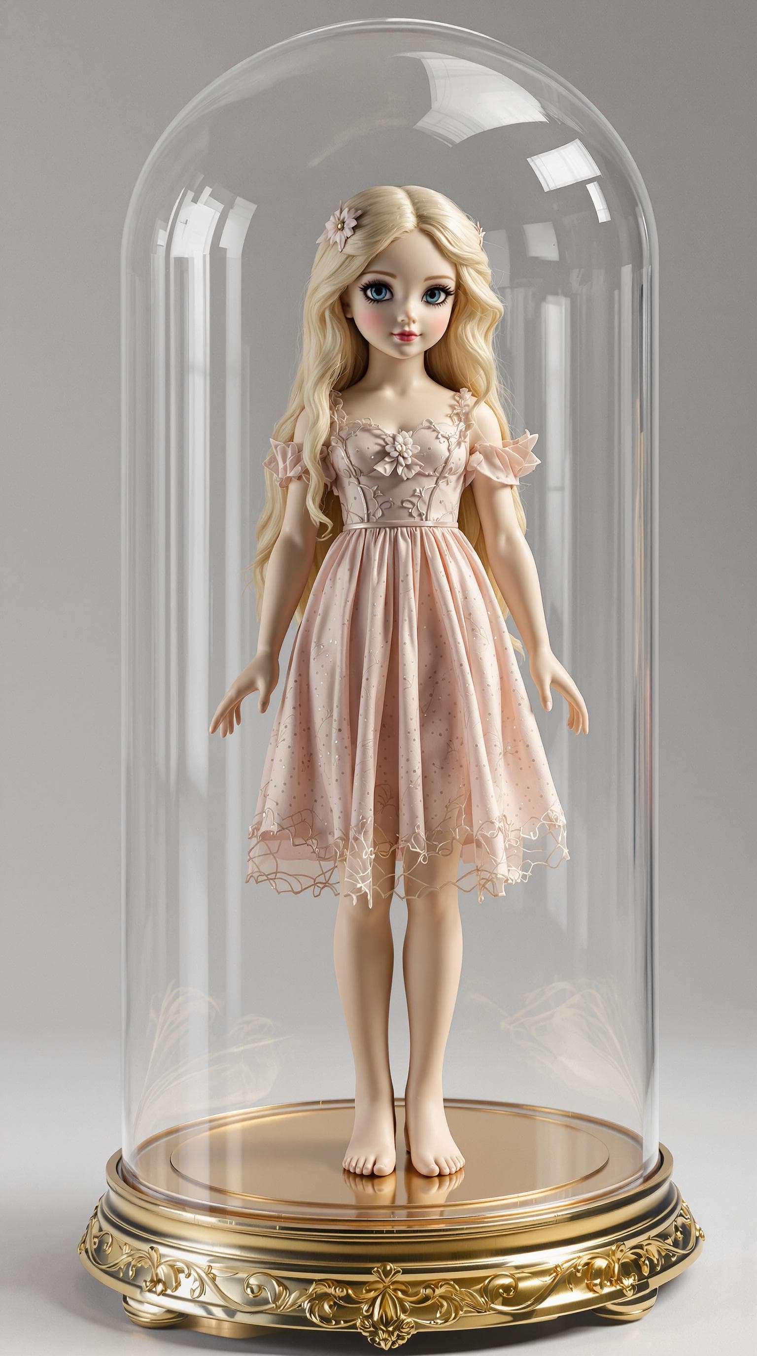 AI generated: professional photo of the most beautiful porcelain figurine girl in the world, (age 7), (standing on...