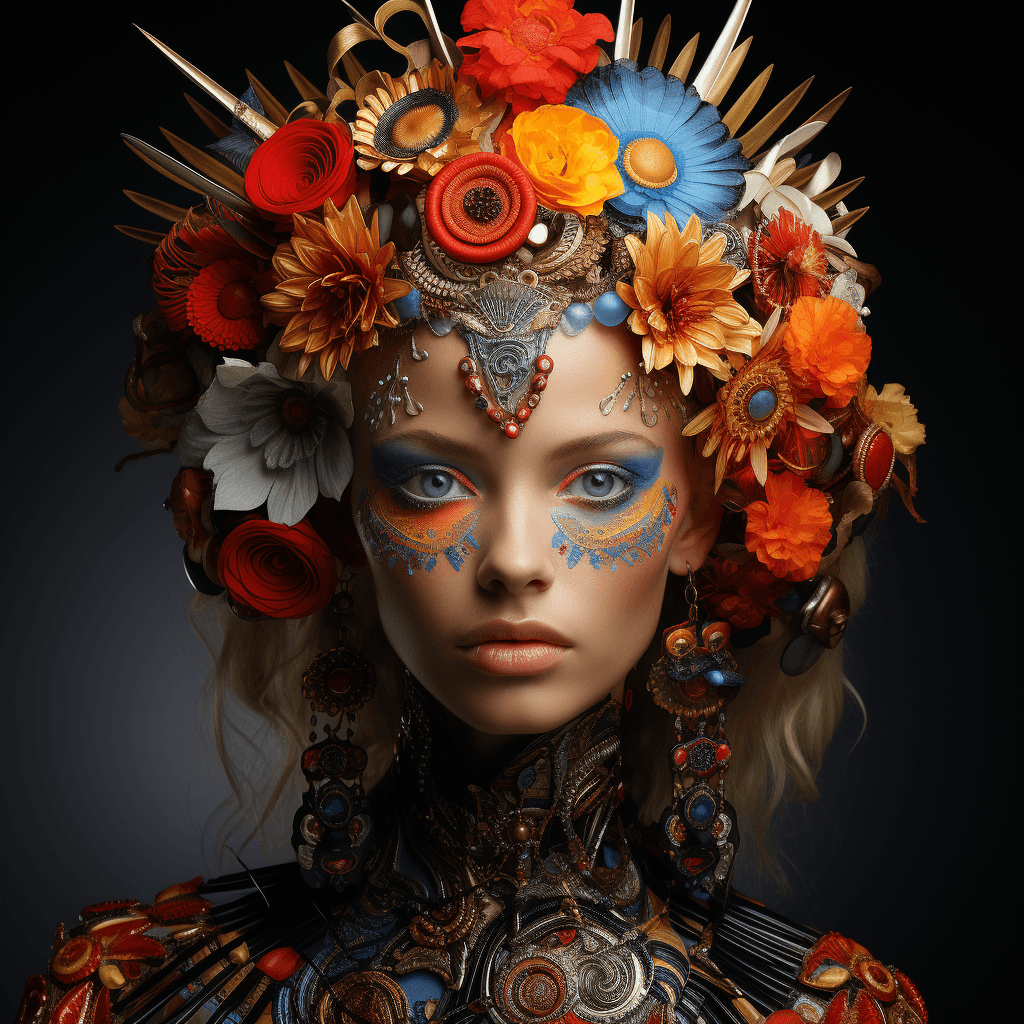 AI generated: "Embark on a visual journey where beauty rebels against convention, presenting not just a face, but ...