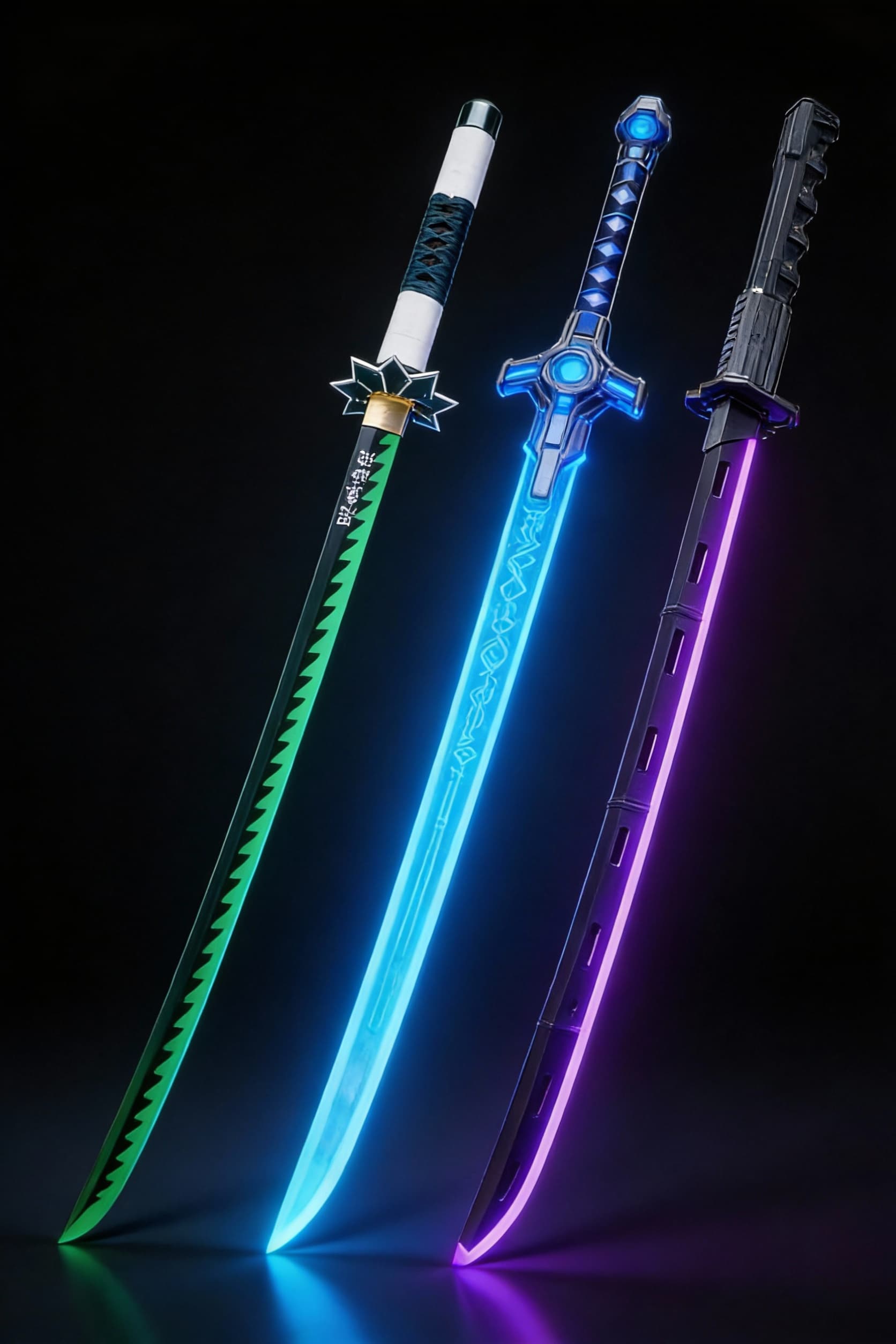 AI generated: Create long swords and give a display to showcase the sword's beauty and design. Show it from tip to...