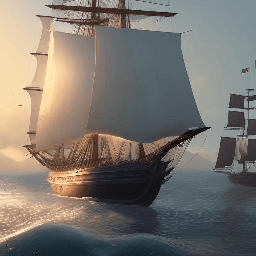 AI generated: Photo of a ultra realistic sailing ship, dramatic light, pale sunrise, cinematic lighting, battered,...