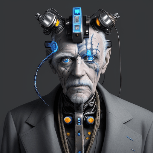 AI generated: The image features a 100 years very old man with a unique appearance, wearing a headpiece that resem...