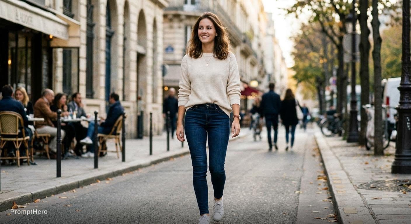 AI generated: a beautiful girl wearing tight jeans