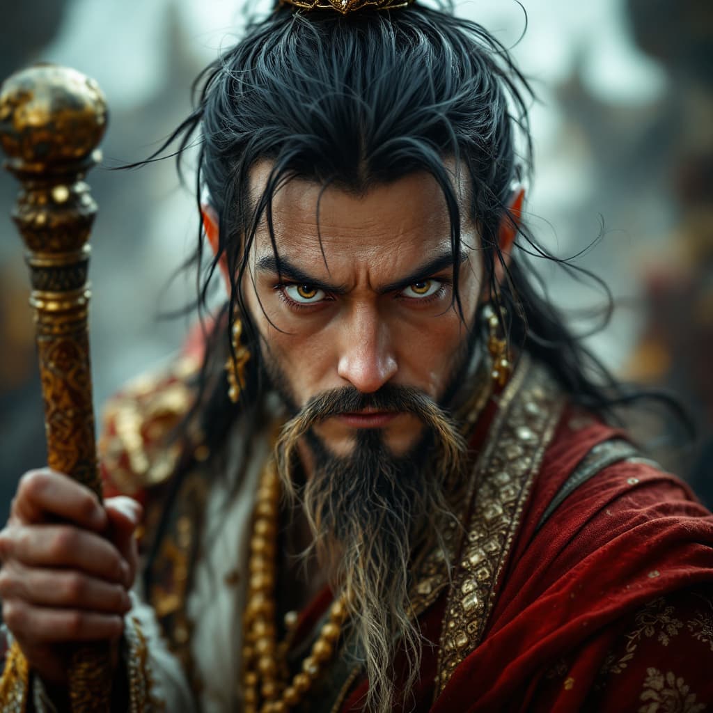 AI generated: hyper-realistic (fabled character tale1:3) from the bright kingdom, with detailed eyes, clothes are ...