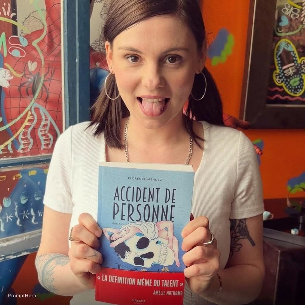 AI generated: She open her mouth and show her tongue
