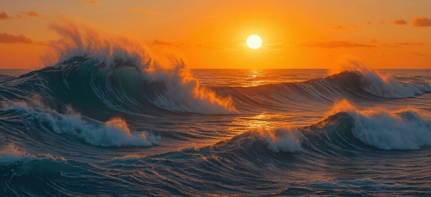 AI generated: SAME IMAGE ,SAME SIZE BUT REPLACE THE SUN WITH A SHINING COLORFULL SUNSET