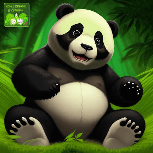 AI generated: OSO PANDA BEBÉ SOBRE ÁREA VERDE CON LA LETRA M AL LADO DERECHO