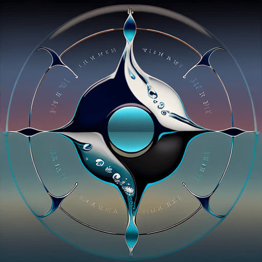 AI generated: Logo for a water company called Tepid Nirvana. Color scheme includes light and dark blues. Showing b...