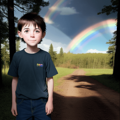 AI generated: a little boy named Timmy. He was 10 years old. One sunny day, Timmy saw a rainbow in the sky, and it...
