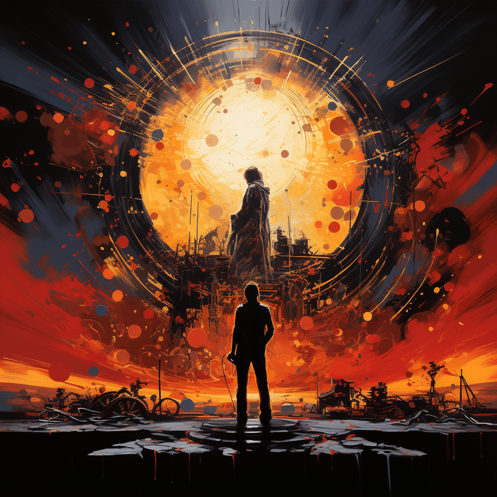 AI generated: An illustration inspired by Queen´s "Who wants to live forever" rock song, At the center of the canv...