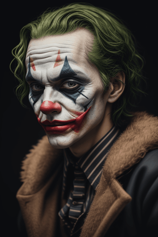 AI generated: Fashion photography of a joker, 1800s renaissance, clown makeup, editorial, insanely detailed and in...