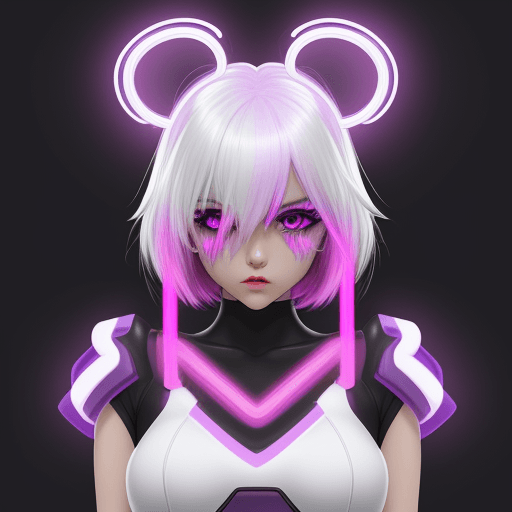 AI generated: Neon white game neon violet character 