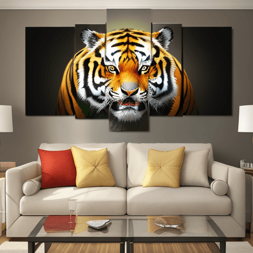 AI generated: A living room Tiger Artwork 