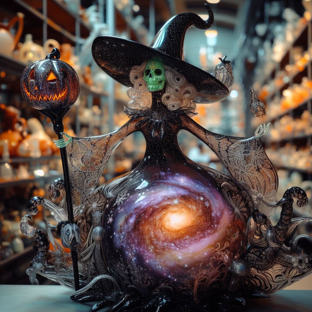 AI generated: Full 8k sharp quality focus on a beautiful intricate high quality shiny blown glass figurine of a be...