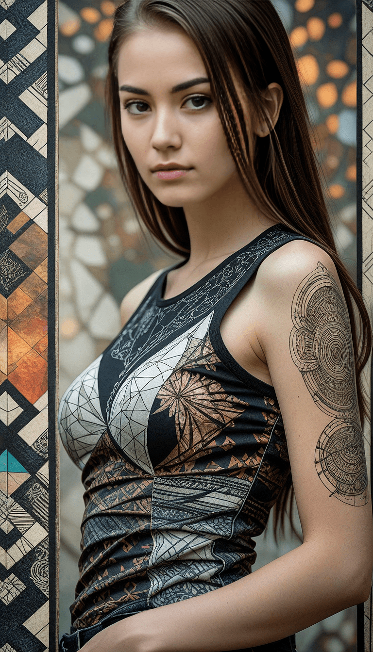 AI generated: A young woman with medium skin tone and straight dark brown hair is captured from a close, three-qua...