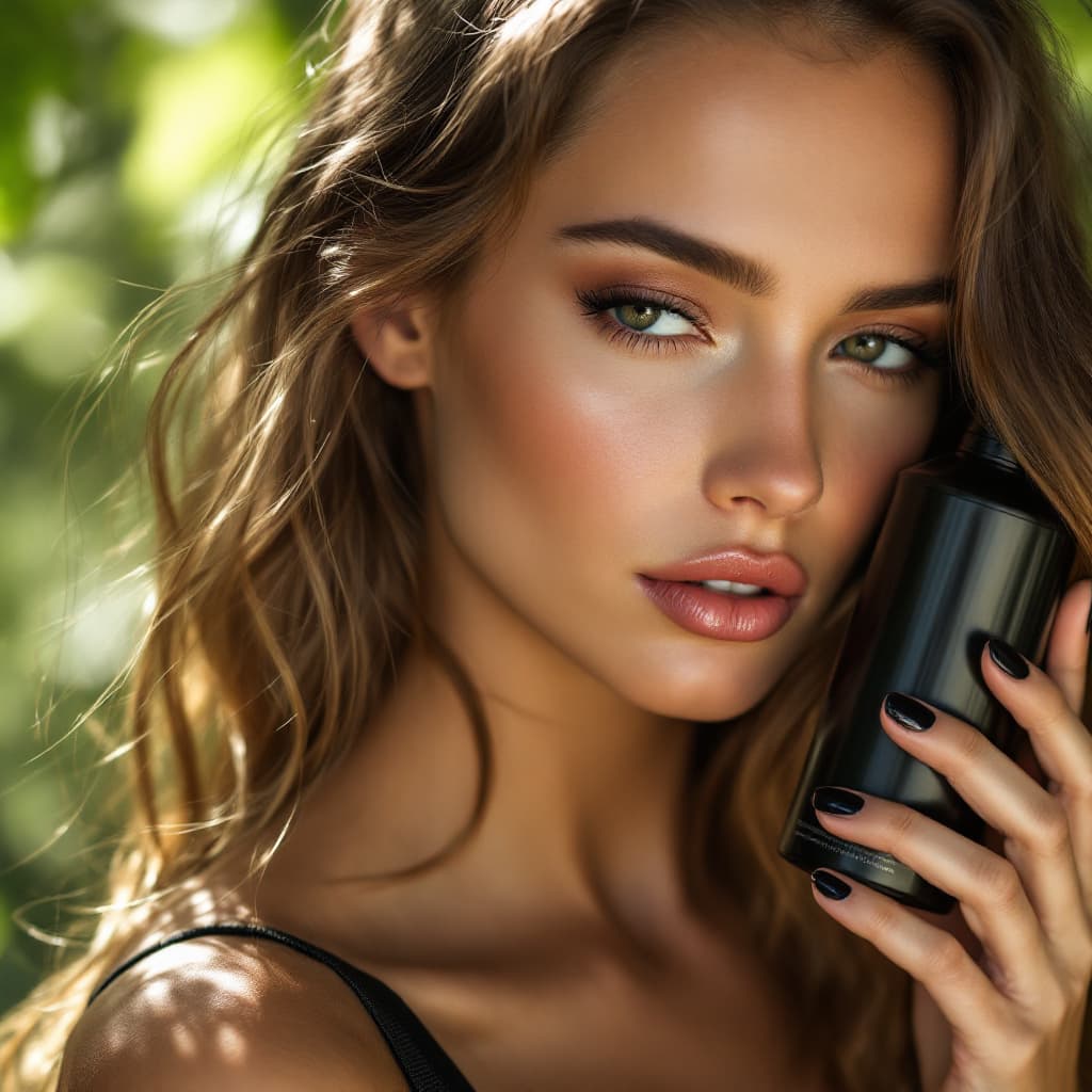 AI generated: Close-up of a young woman with blond hair,brown hair and hair hanging down like a waterfall.,
Here's...