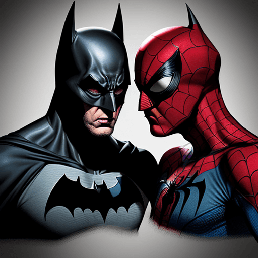 AI generated: realistic batman, spiderman meting 