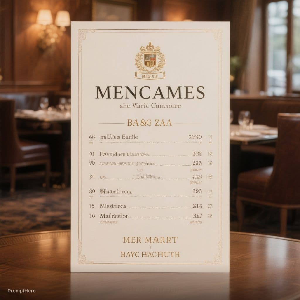 AI generated: Generate a five star hotel menu with best quotation 