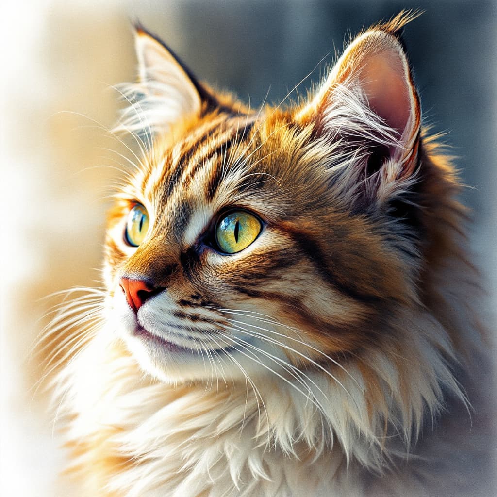 AI generated: abstarct image of cat's face, photorealistic concept art, soft natural volumetric cinematic perfect ...