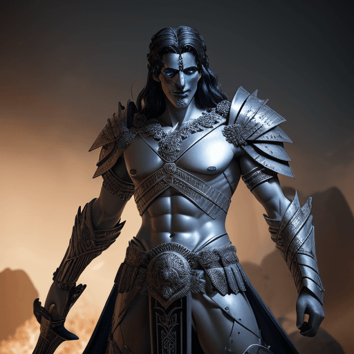 AI generated: hades greek god in battle armor with weapon in hand, trend in artstation, symmetrical artwork. cinem...