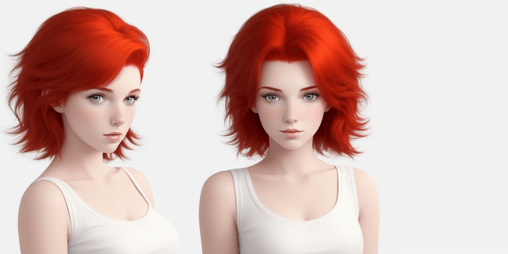 AI generated: a simple cartoon of a beautiful 18 year old woman with red hair, white background, princesscore, I c...