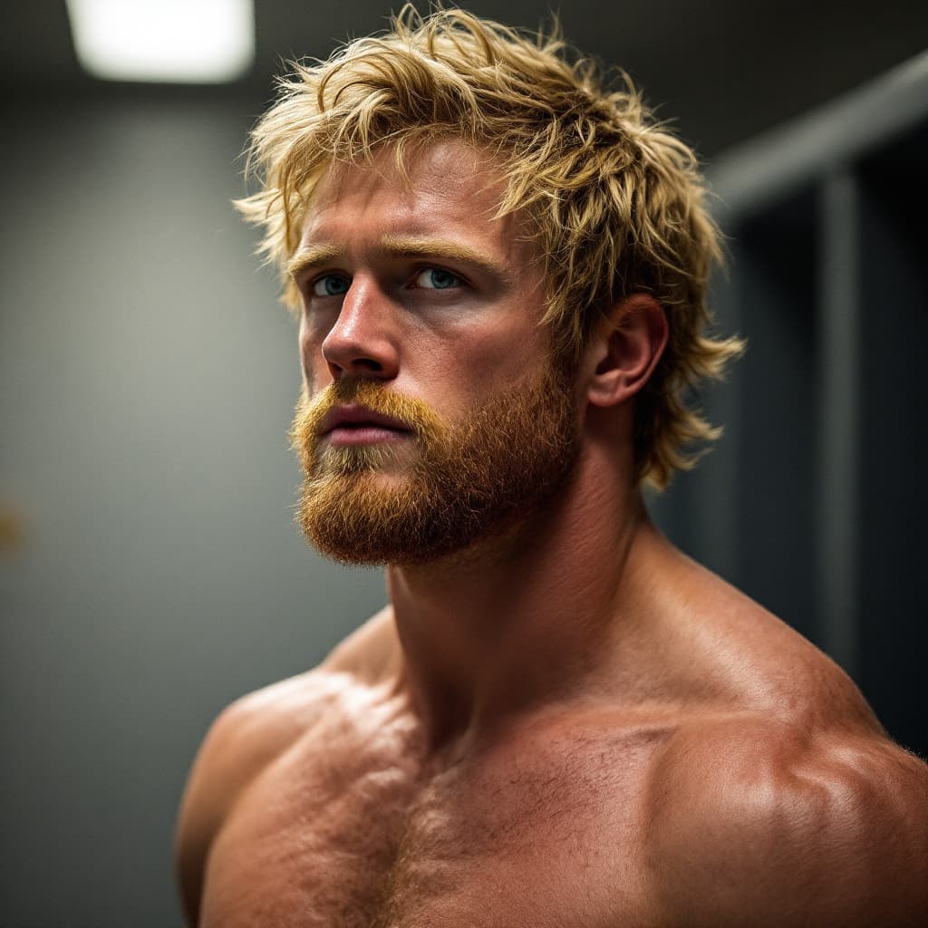 AI generated: Logan paul standing in locker room