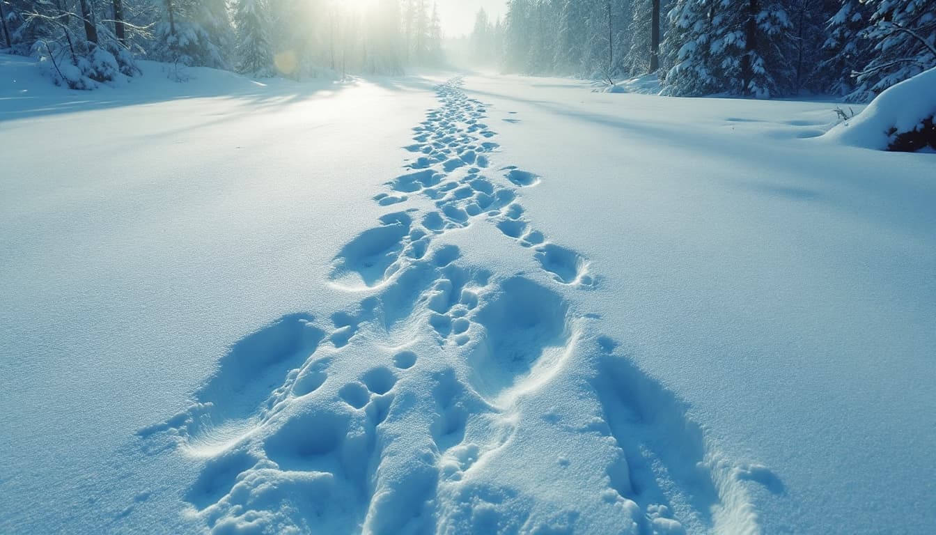 AI generated: wolf tracks in the snow cinematic

