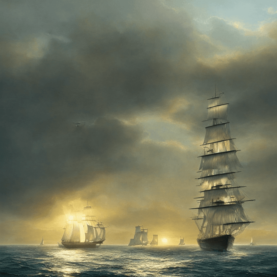 AI generated: Photo of a ultra realistic sailing ship, dramatic light, pale sunrise, cinematic lighting, battered,...