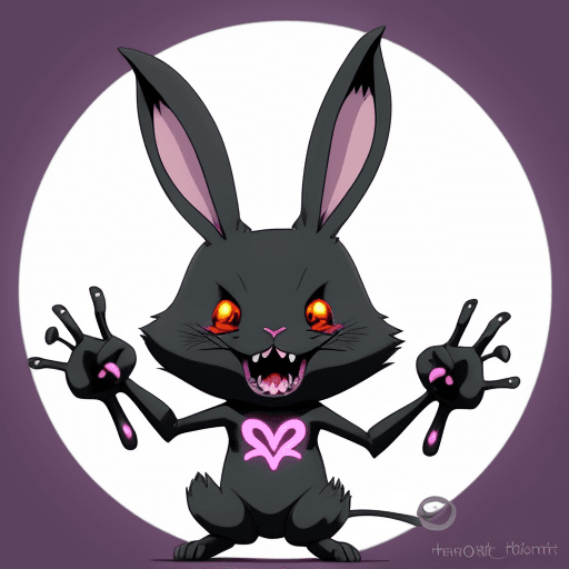 AI generated: "Draw a terrifying rabbit singing in a cartoon or anime style. The rabbit should have large, glowing...