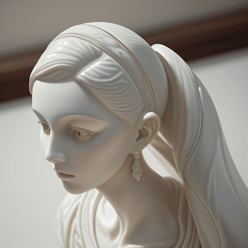 AI generated: Intricate angle shot of a woman, porcelain made, masterpiece