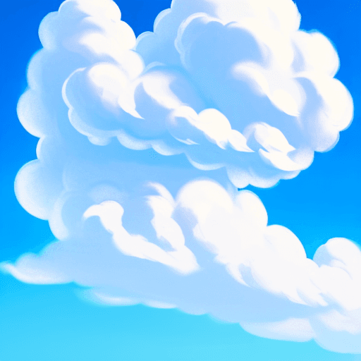 AI generated: Blue sky as seen when lying on the ground, with fluffy cloud. 