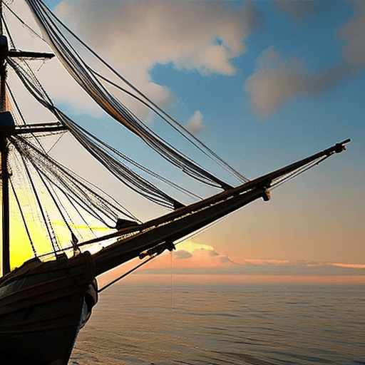 AI generated: Photo of a ultra realistic sailing ship, dramatic light, pale sunrise, cinematic lighting, battered,...