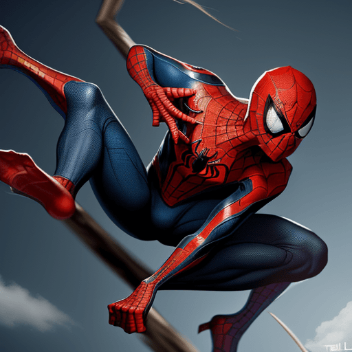 AI generated: Genere imagen de Spider Man volando con su telaraña 