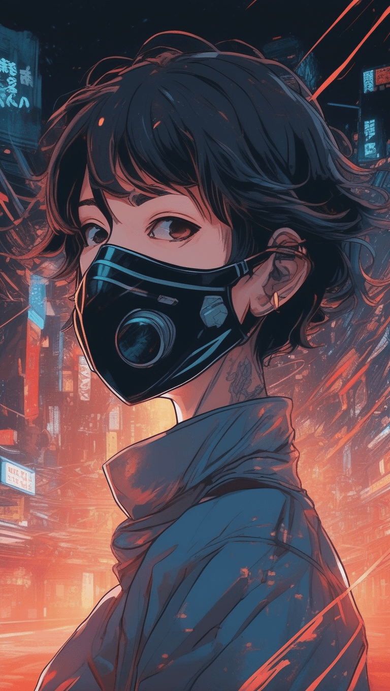 AI generated: a masked mysterious figure surrounded by swirling steam smoke and sparks, an anime drawing, trending...
