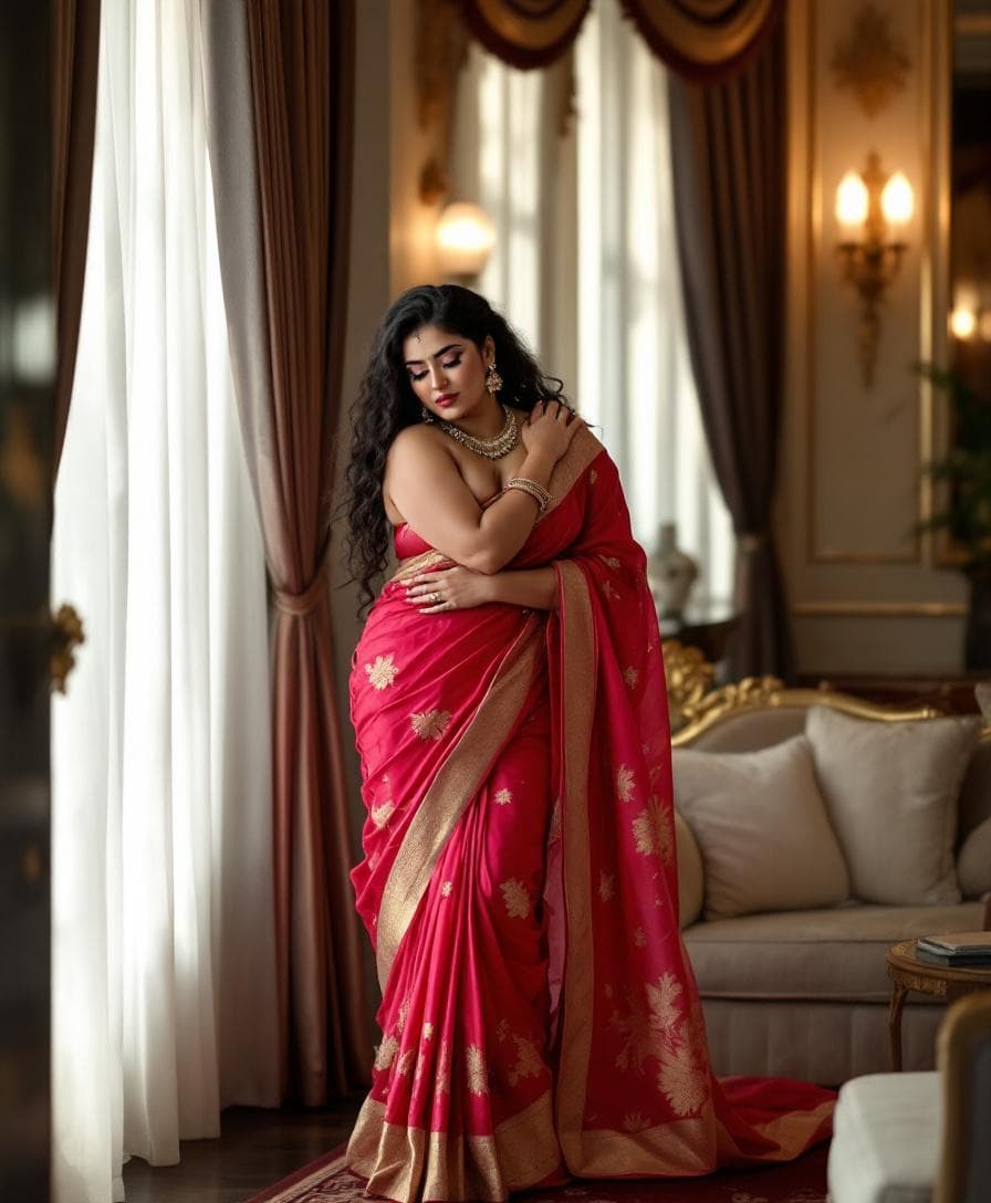 AI generated: full body view  of most beautiful girl as bold, and most beautiful indian realstic girl with plus si...