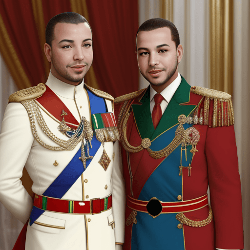 AI generated: The homosexual King of Morocco, Mohammed VI, carries the Moroccan flag